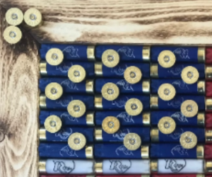Shotgun Shell American Flag with Dark Red Shells
