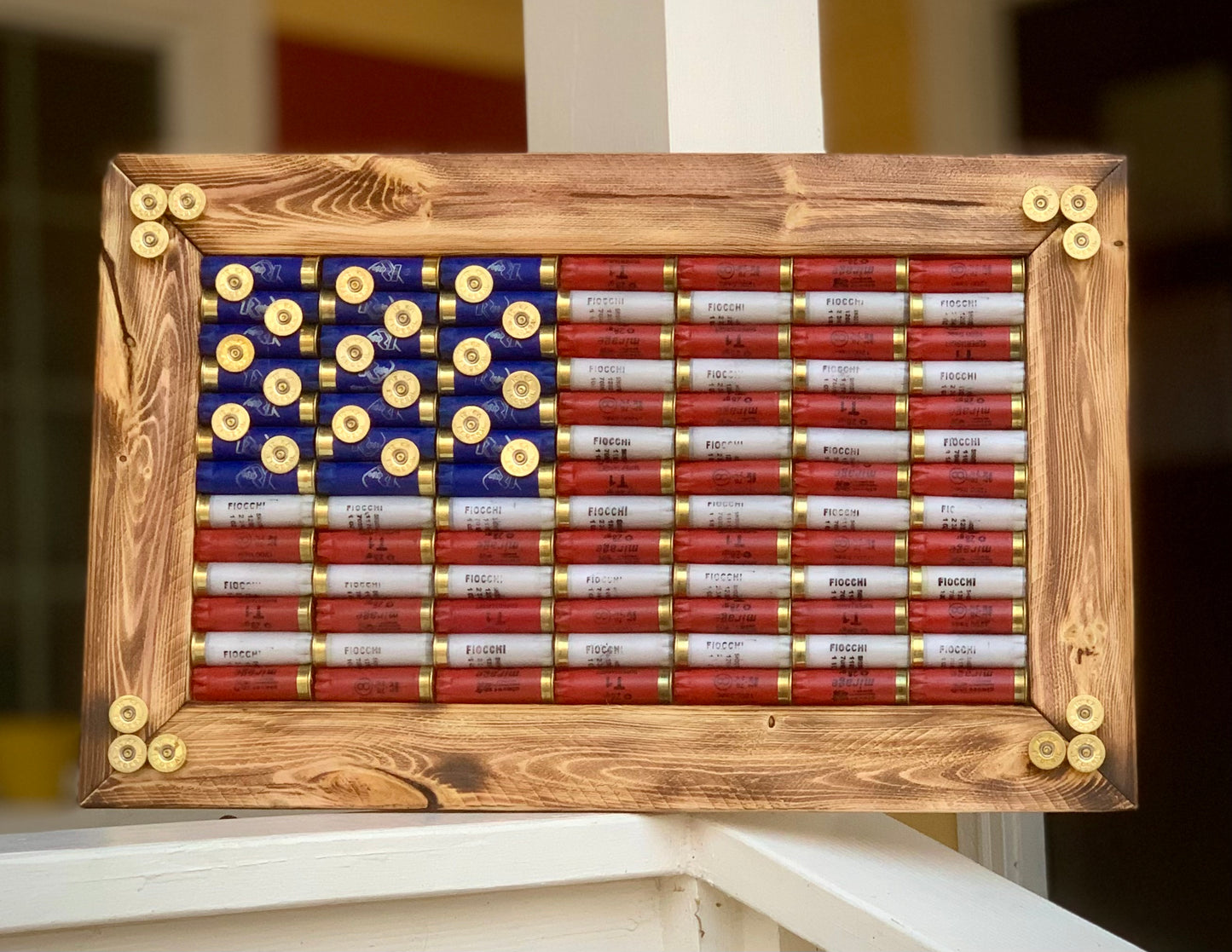 Shotgun Shell American Flag with Light Red Shells