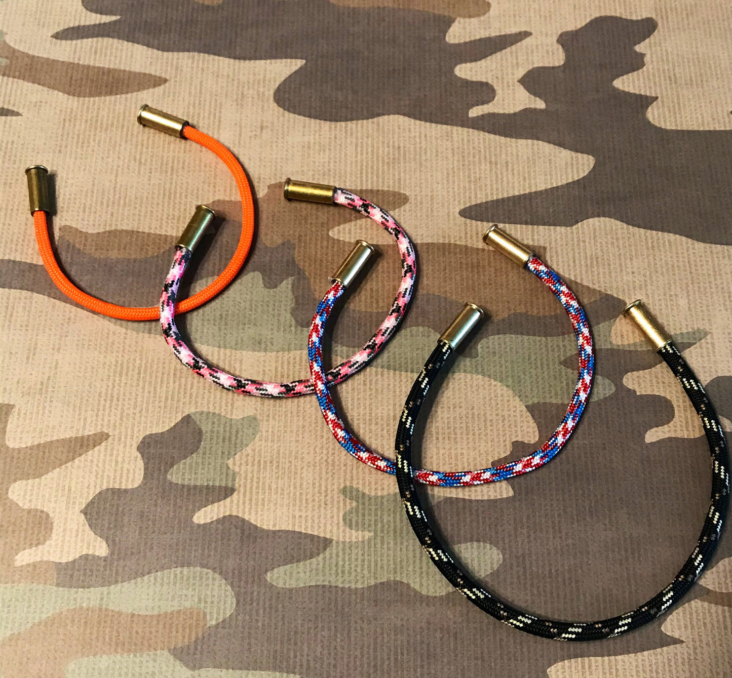 Paracord bracelet with recycled .22 shells