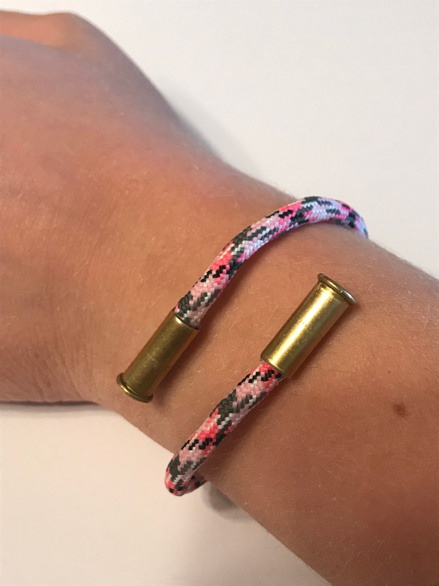 Paracord bracelet with recycled .22 shells