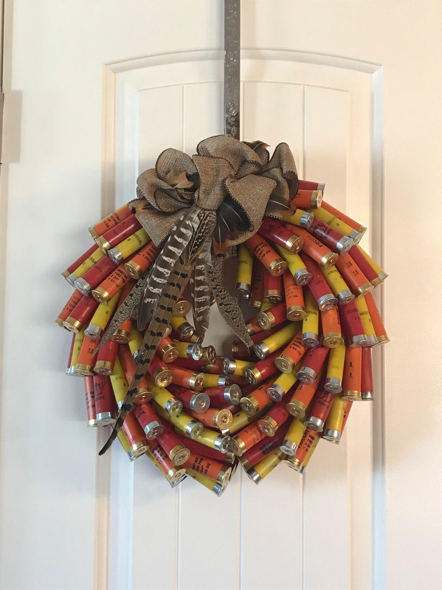 Fall Wreath with pheasant feathers and shells