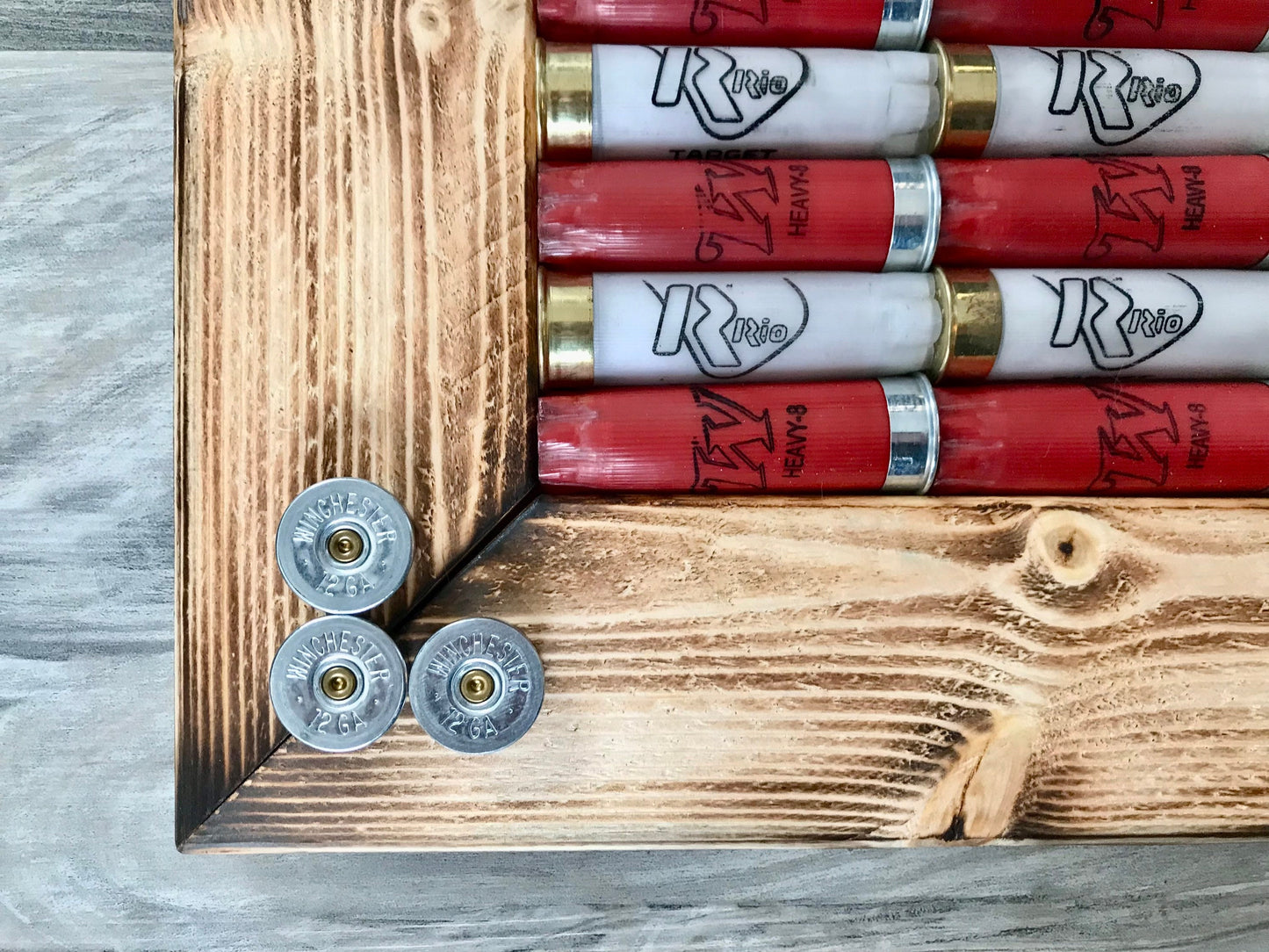 American Flag in a rustic frame.