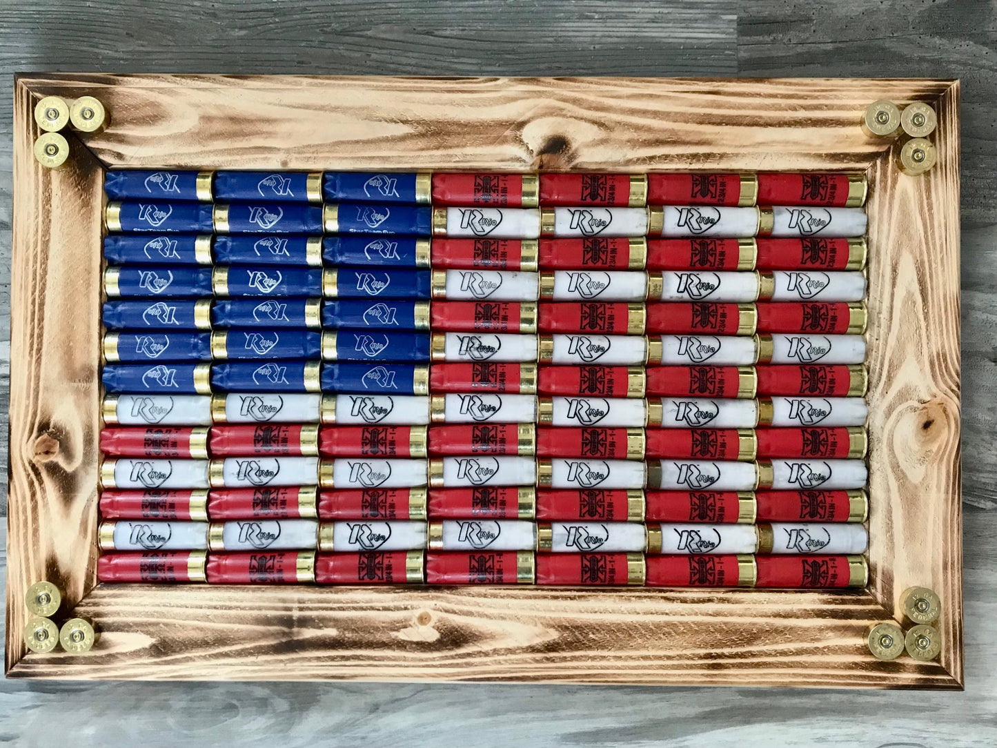 American Flag in a rustic frame.