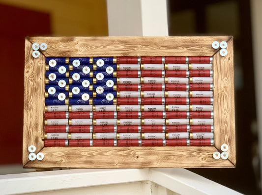 Shotgun Shell American Flag with Light Red Shells