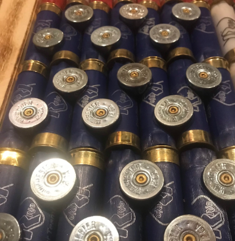 Shotgun Shell American Flag with Dark Red Shells