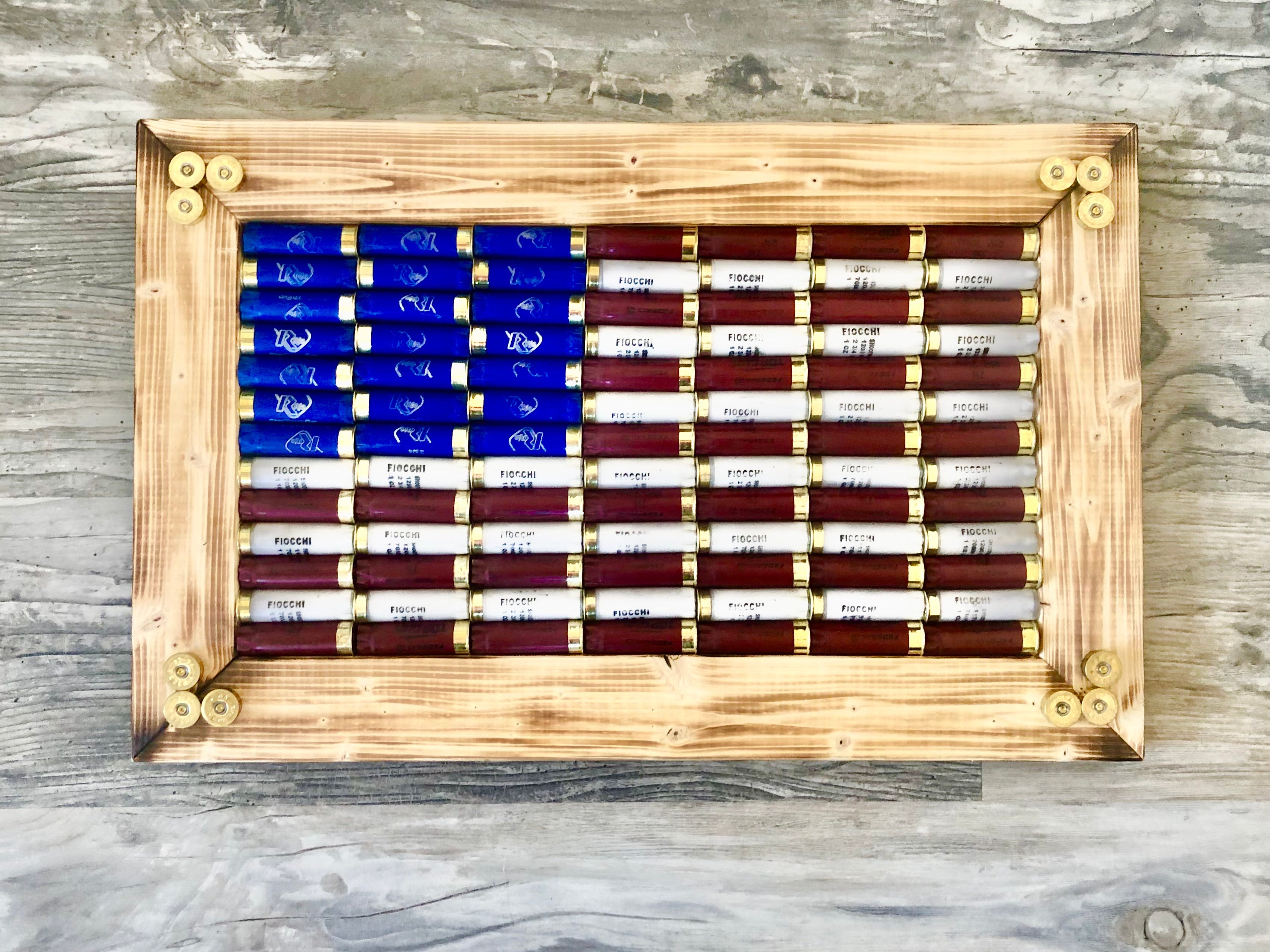 Shotgun Shell American Flag with Dark Red Shells – CraftySistersCorner