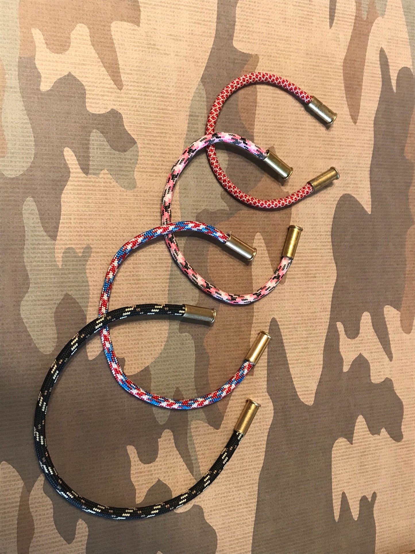 Paracord bracelet with recycled .22 shells