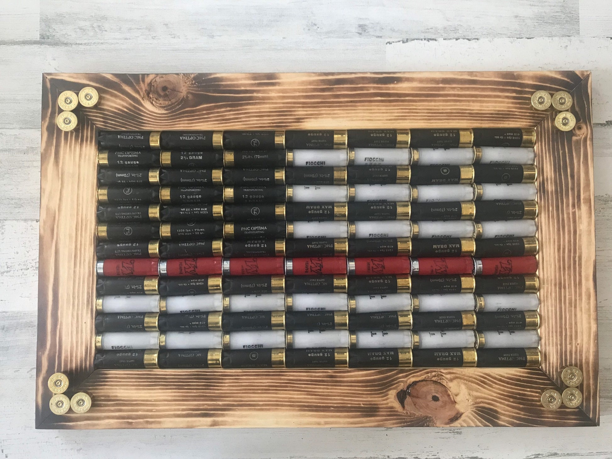Thin line American flag with 12 gauge shells