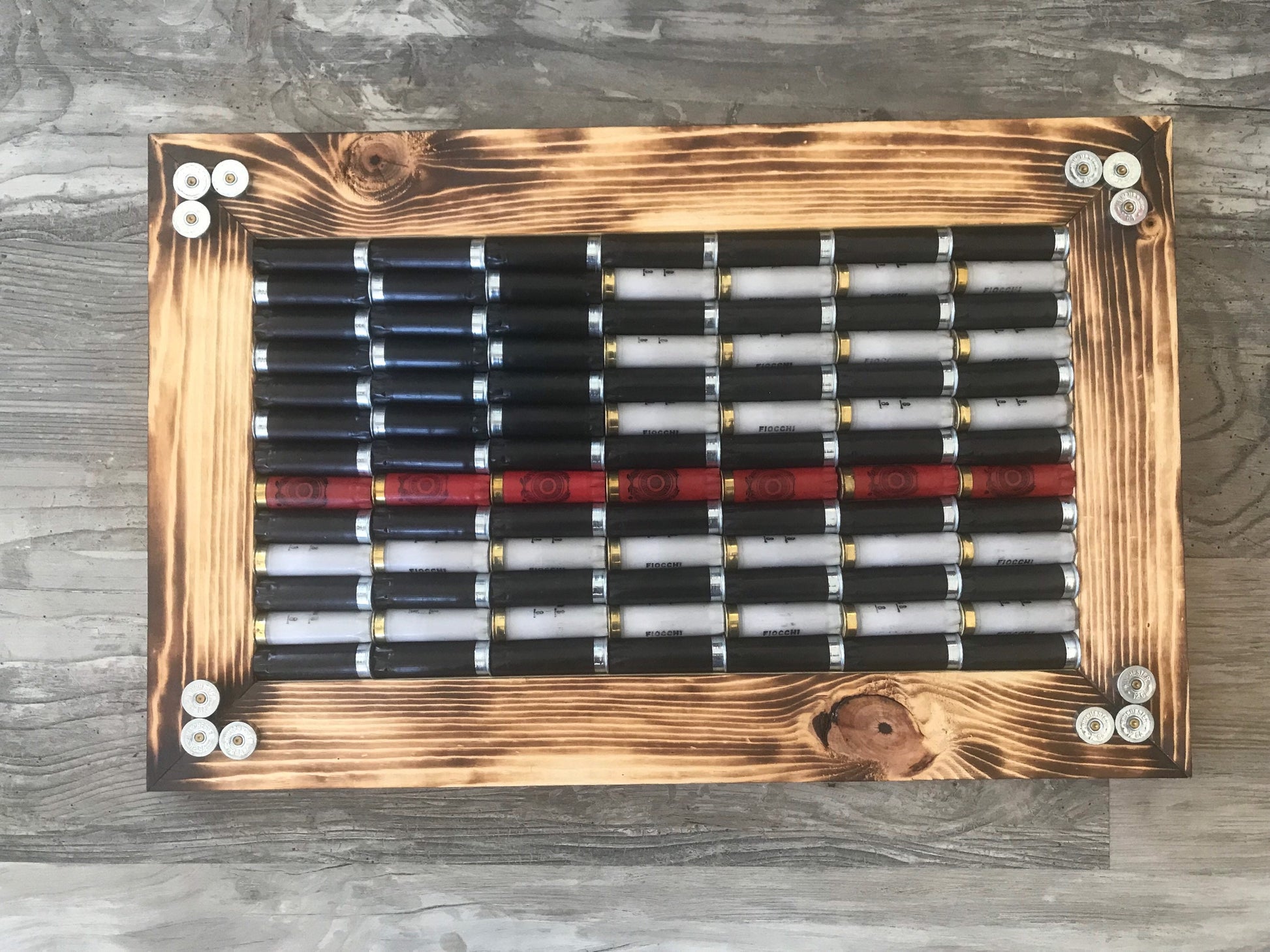 Thin line American flag with 12 gauge shells