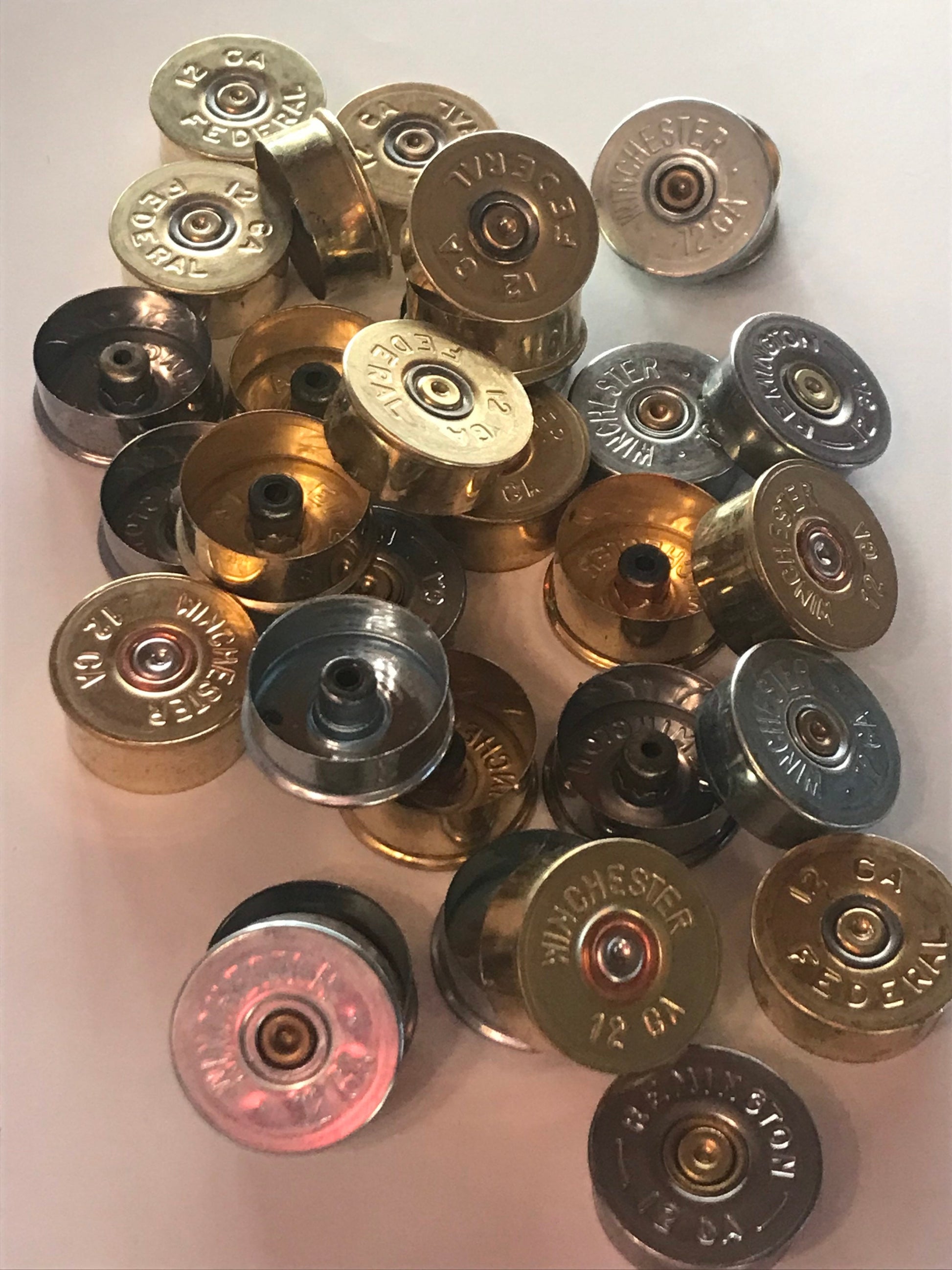 100 qty - 12 gauge Shotgun Shell end cap Head Stamp