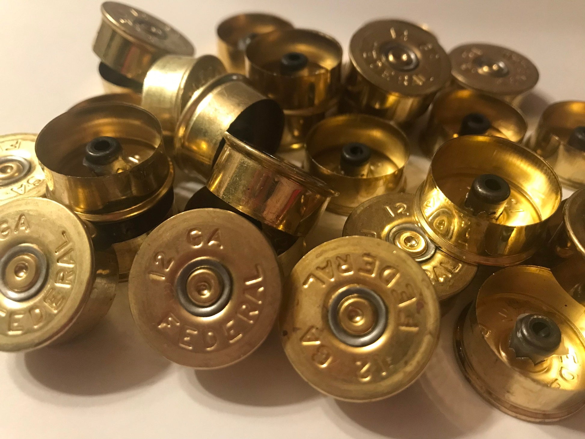 100 qty - 12 gauge Shotgun Shell end cap Head Stamp