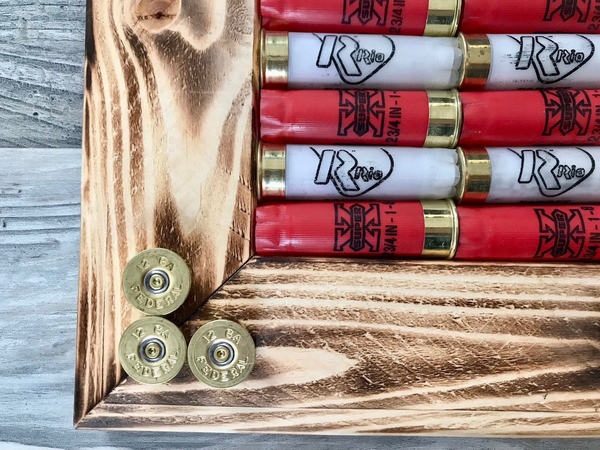 Shotgun Shell American Flag with Light Red Shells – CraftySistersCorner