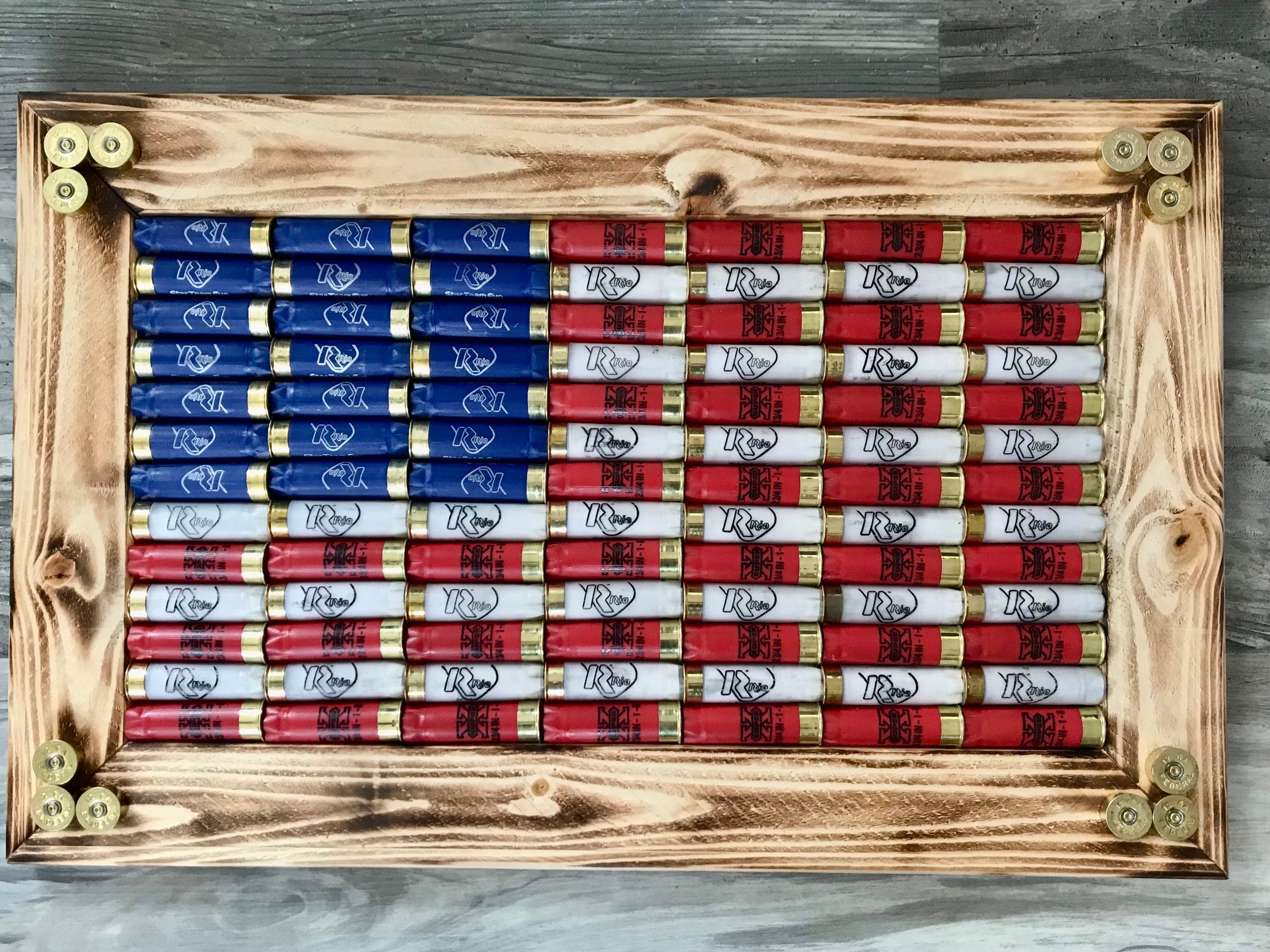 Shotgun Shell American Flag with Light Red Shells – CraftySistersCorner